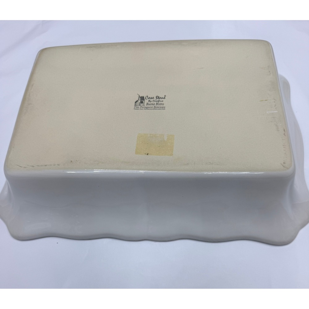 Casa Stone by Casafina White Stoneware Scalloped Rectangular Baker Set of 2 - Picture 4 of 12